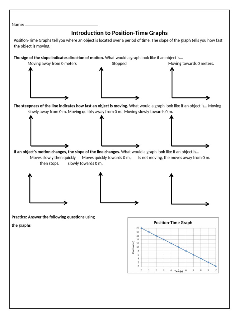 Position-Time Graphs Worksheet | PDF | Velocity | Chess