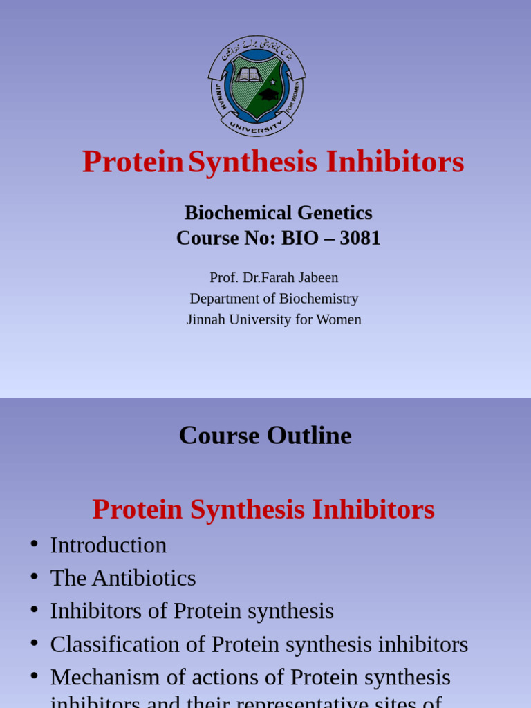 Overview of Protein Synthesis Inhibitors | PDF | Proteins | Translation ...