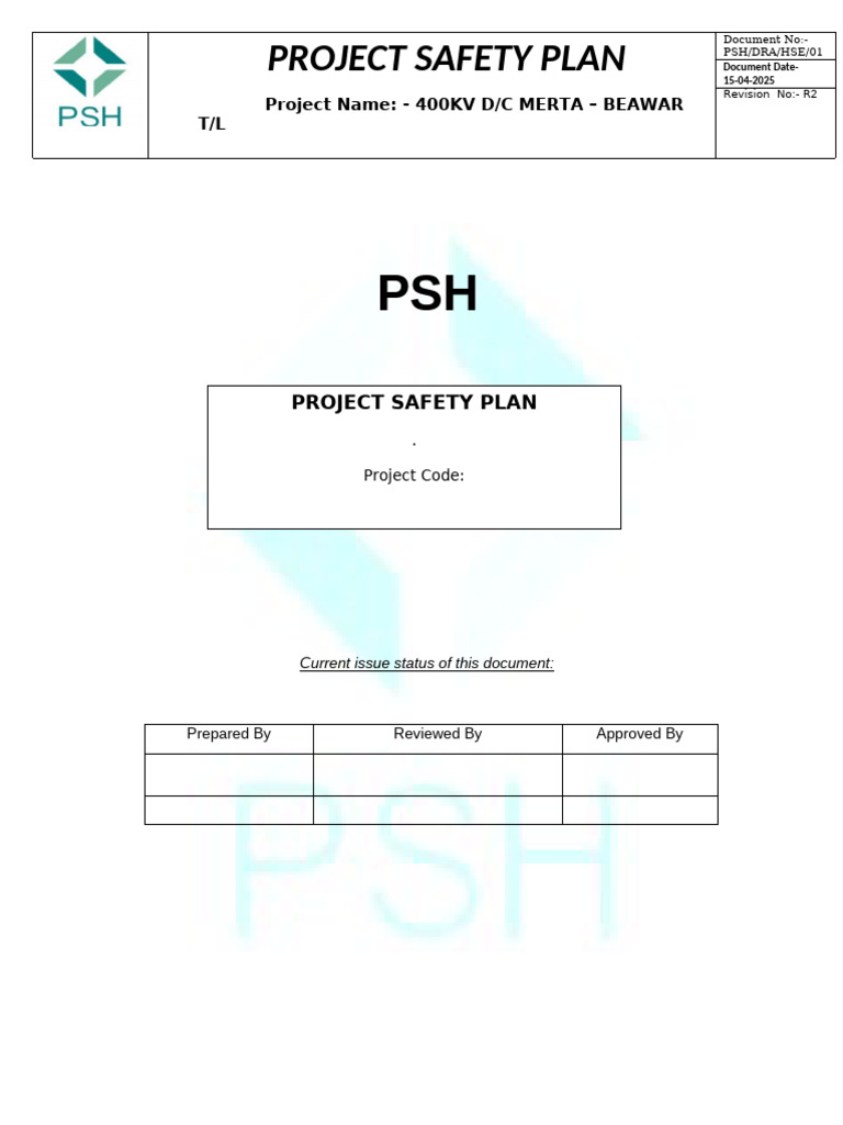 PSH Safety Plan | PDF | Occupational Safety And Health | Safety