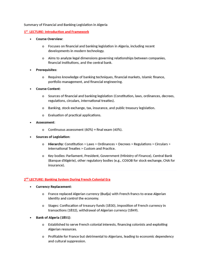 Algeria's Financial and Banking Legislation | PDF | Regulatory ...