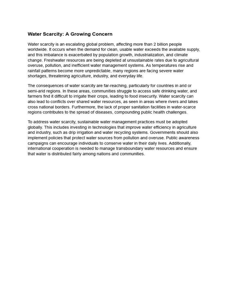 Global Water Scarcity Solutions Explained | PDF