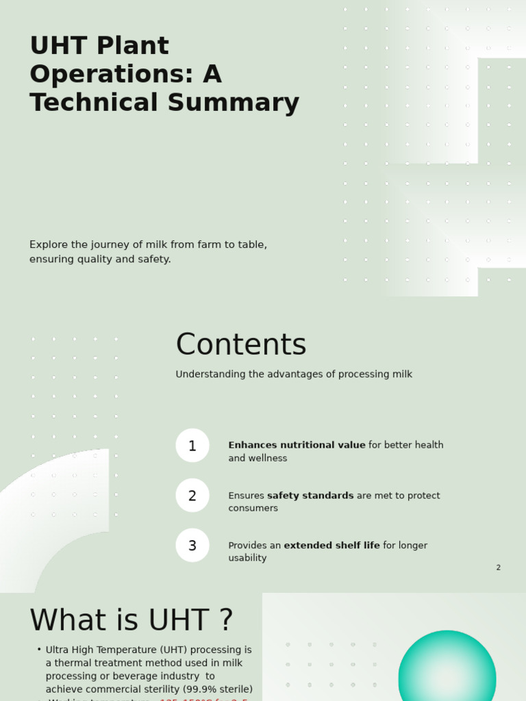 UHT Milk Processing Benefits Explained | PDF | Milk | Food Science