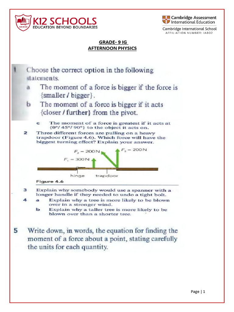Cie - 9 B Physics Practice Ws | PDF