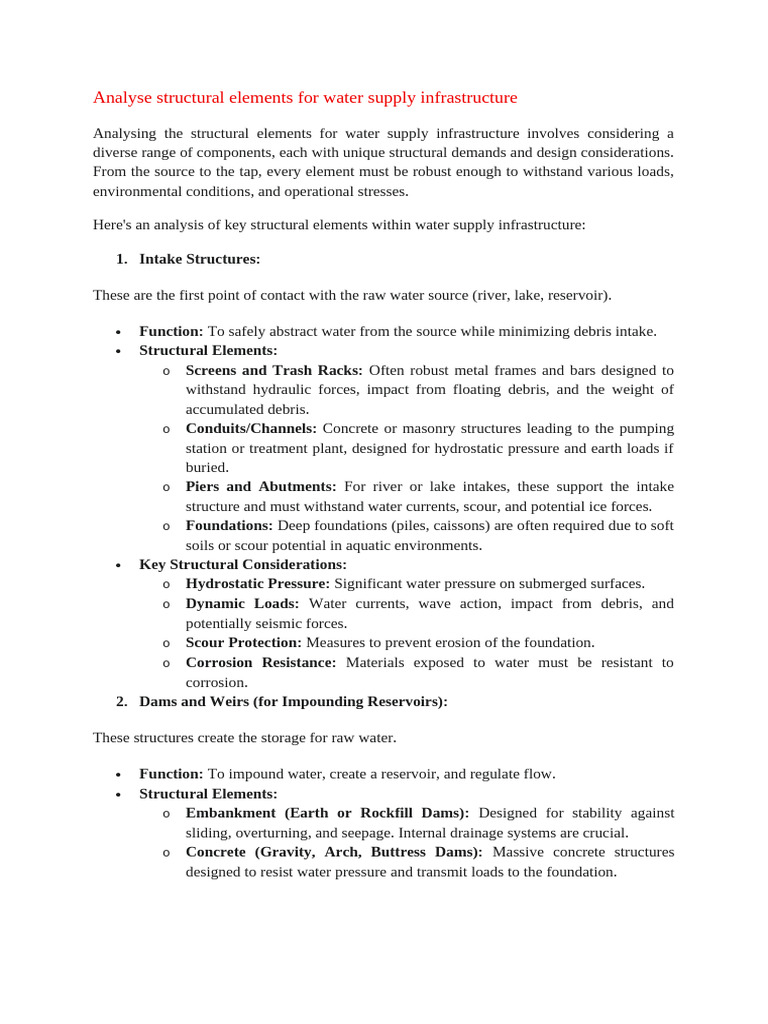 Structural Analysis of Water Supply Systems | PDF | Dam | Pipe (Fluid ...