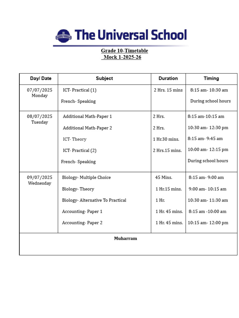 Grade 10 A - B - Mock 1-2025-26 | PDF