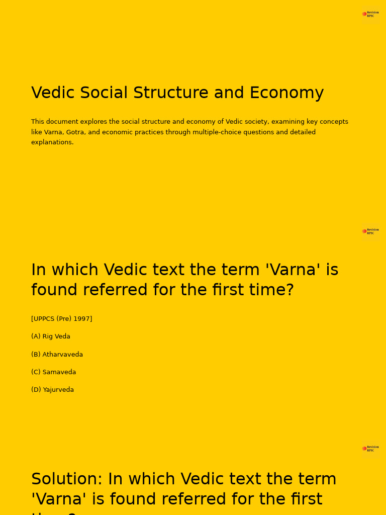 Vedic Society: Structure and Economy | PDF | Vedas