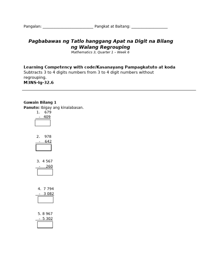 Pagbabawas NG May Pagpapangkat at Walang Pagpapangkat | PDF