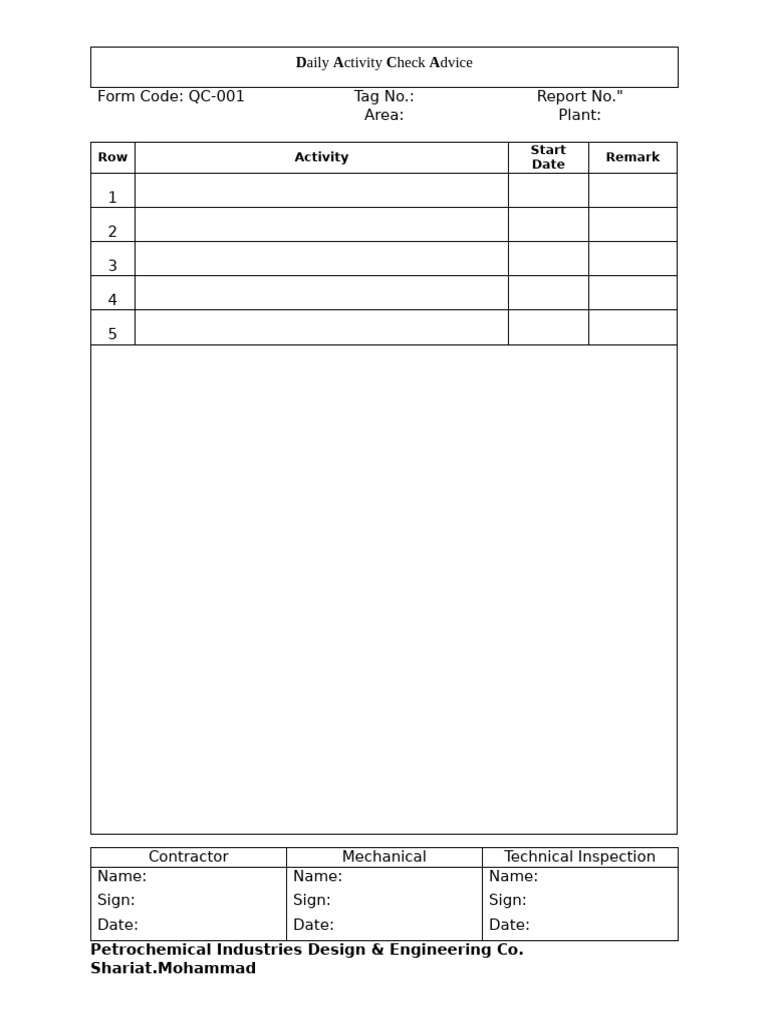 Daily Activity Check Advice | PDF