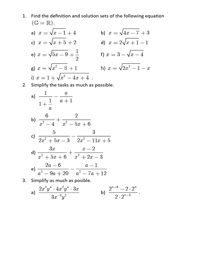 Equation Solutions and Simplifications Guide | PDF | Chess Theory ...