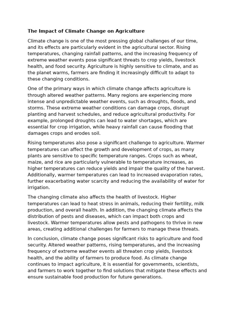 Climate Change Effects on Agriculture | PDF | Agriculture | Climate Change