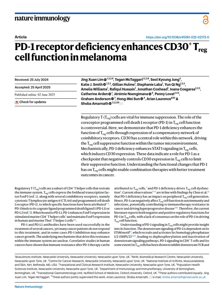 s41590-025-02172-0 Programmed Cell Death Protein 1 (PD-1) | PDF ...