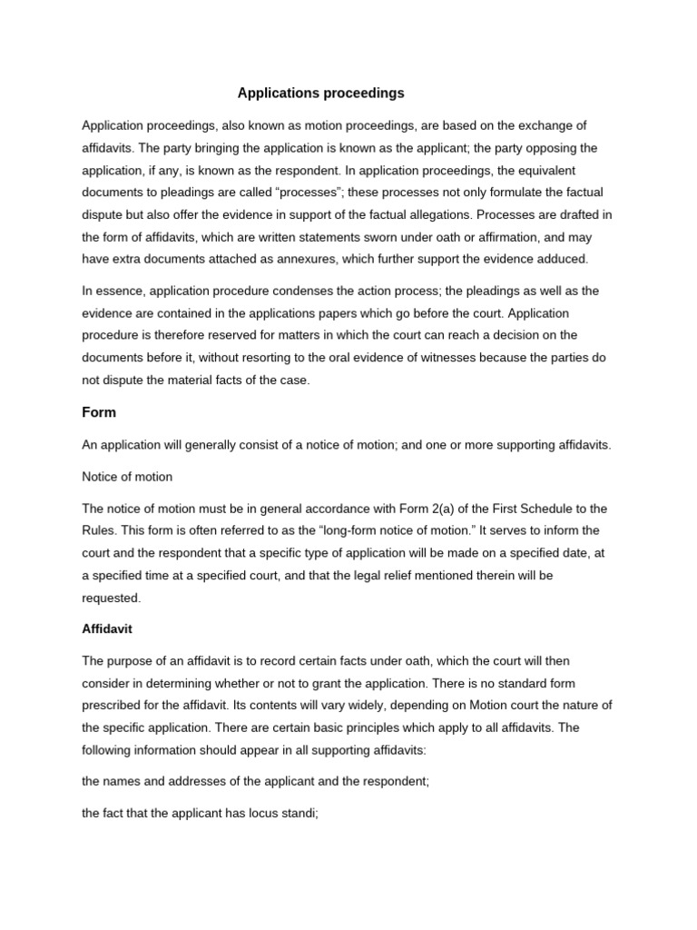 Understanding Application Proceedings | PDF | Affidavit | Evidence (Law)
