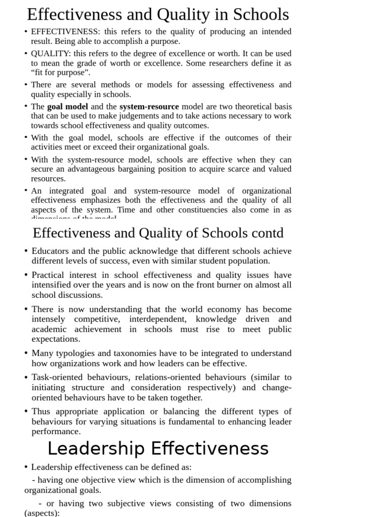 Enhancing School Effectiveness and Quality | PDF | Leadership | Justice
