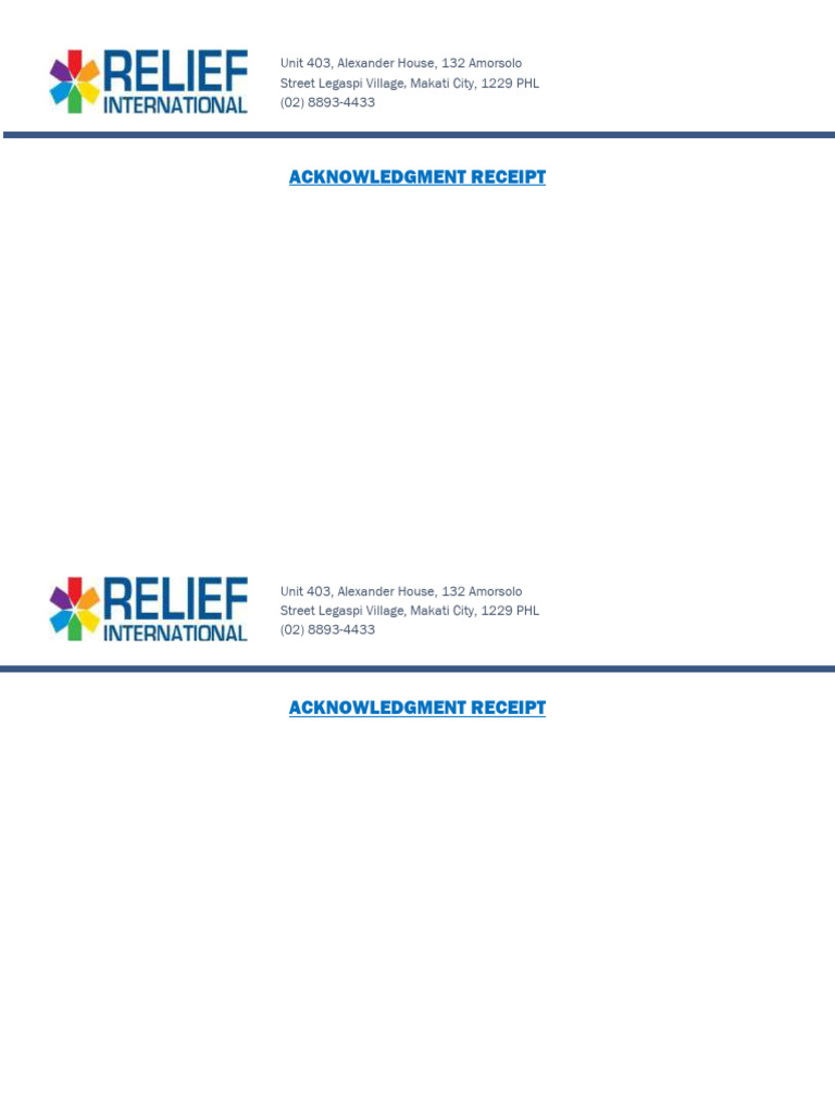 Acknowledgment Receipt Template | PDF