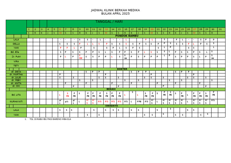 Jadwal April 2025 Pdf