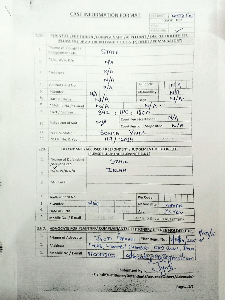 Bail Application Format for Court | PDF | Bail | Criminal Law