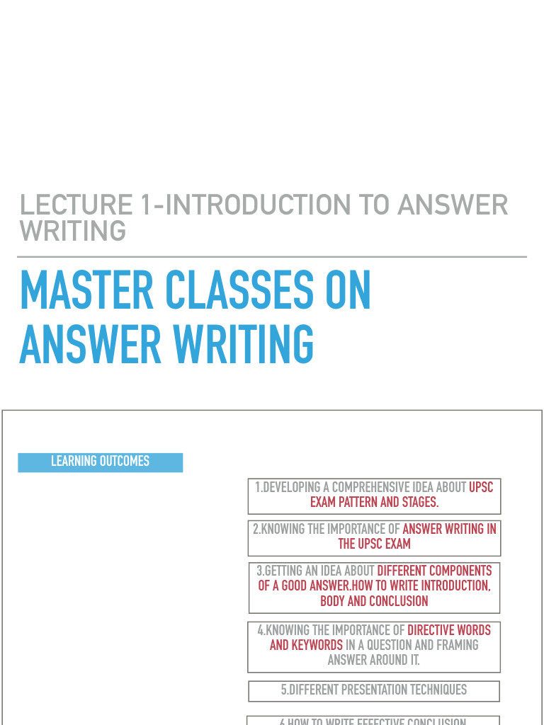 UPSC Answer Writing Master Class | PDF
