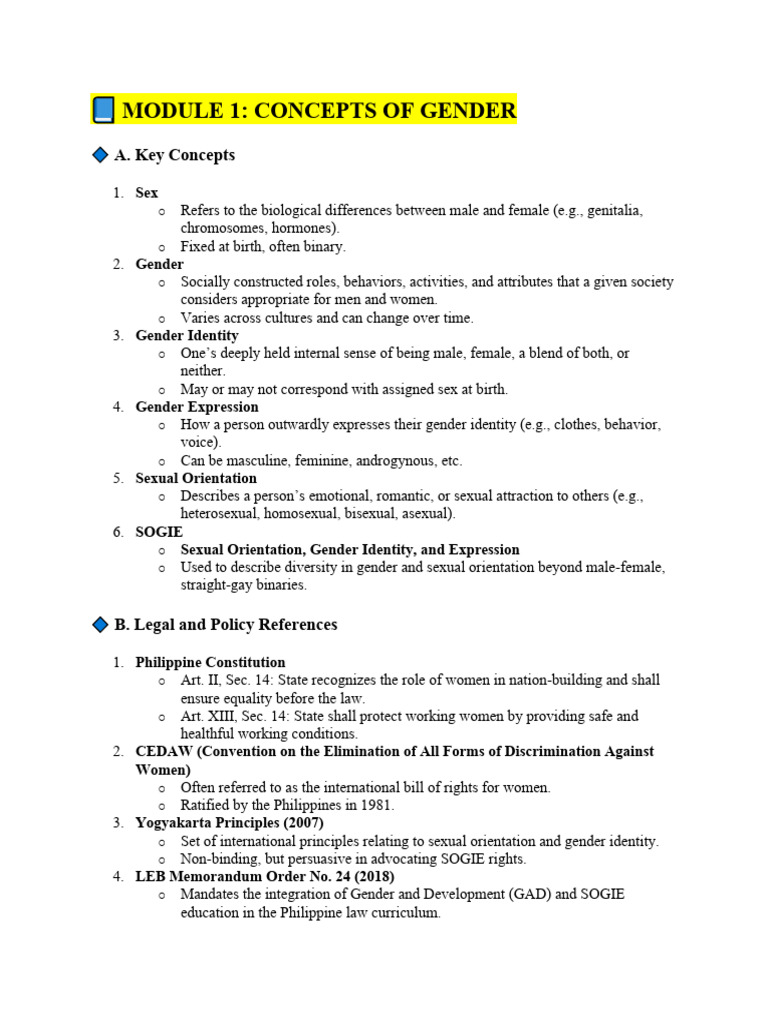 Gender Concepts and Legal Frameworks | PDF | Parental Leave | Sexual ...