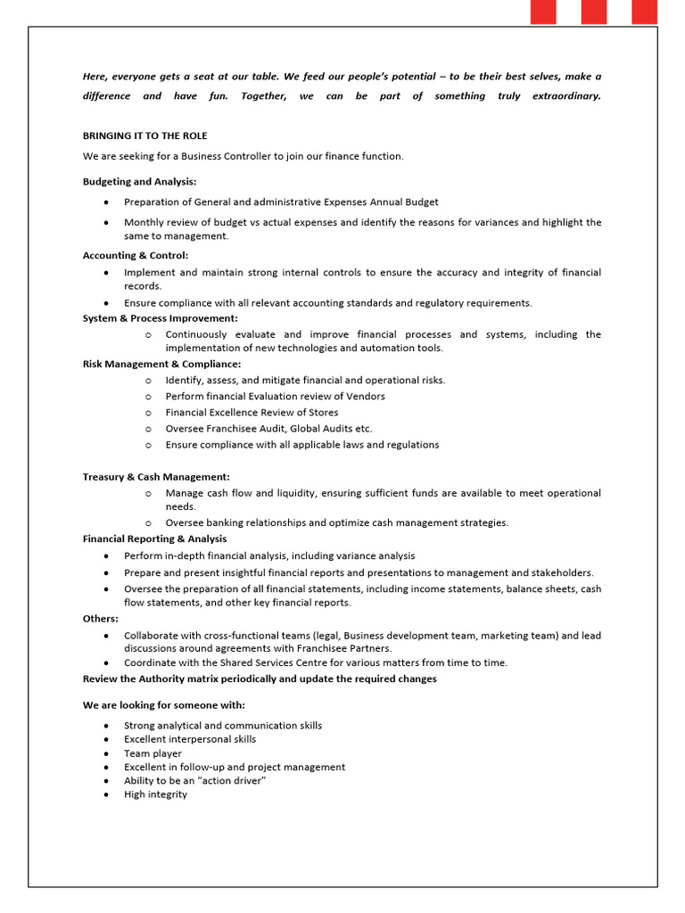 Business Controller Role Overview | PDF | Regulatory Compliance | Audit
