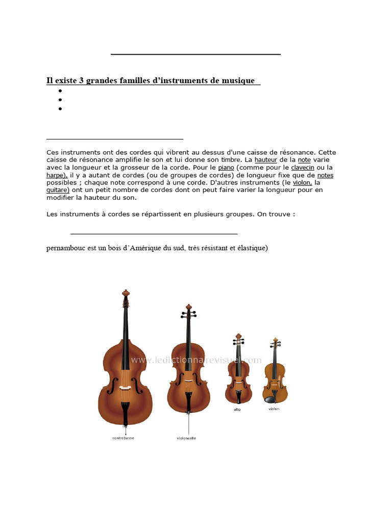 Familles et Types d'Instruments de Musique | PDF | Instruments à corde ...