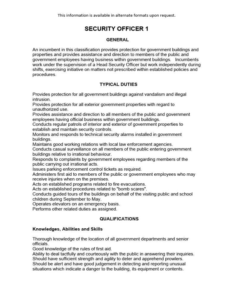 Government Security Officer Roles | PDF | Security Guard | National ...