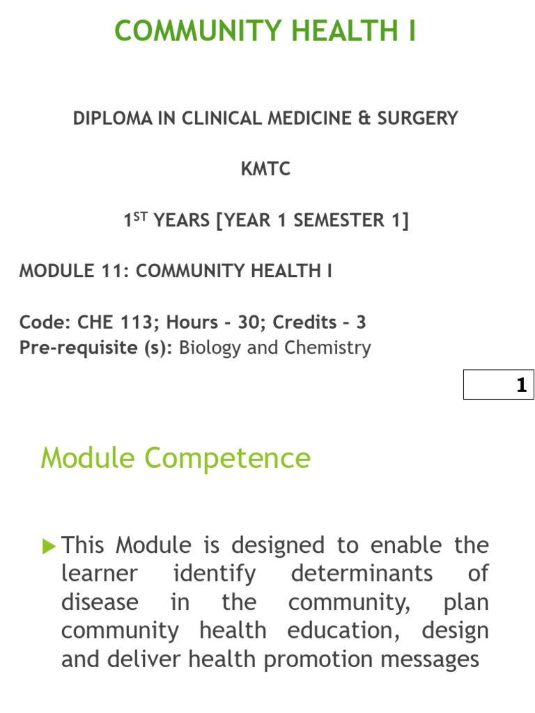 Community Health I: Course Overview | PDF | Health Promotion ...