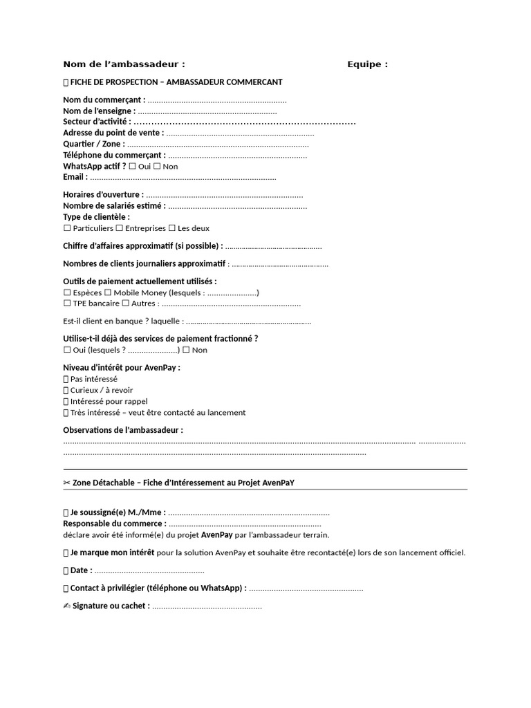 Fiche de Prospection pour AvenPay | PDF | Banques | Business