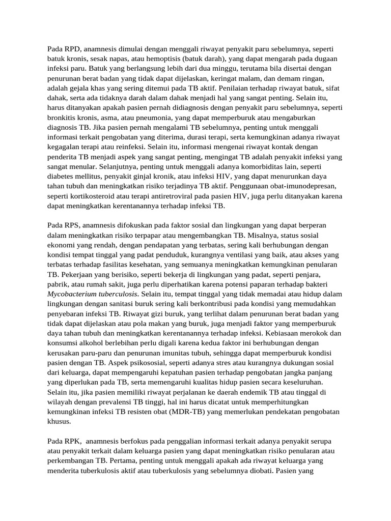 Anamnesis RPD dan RPK pada TB | PDF