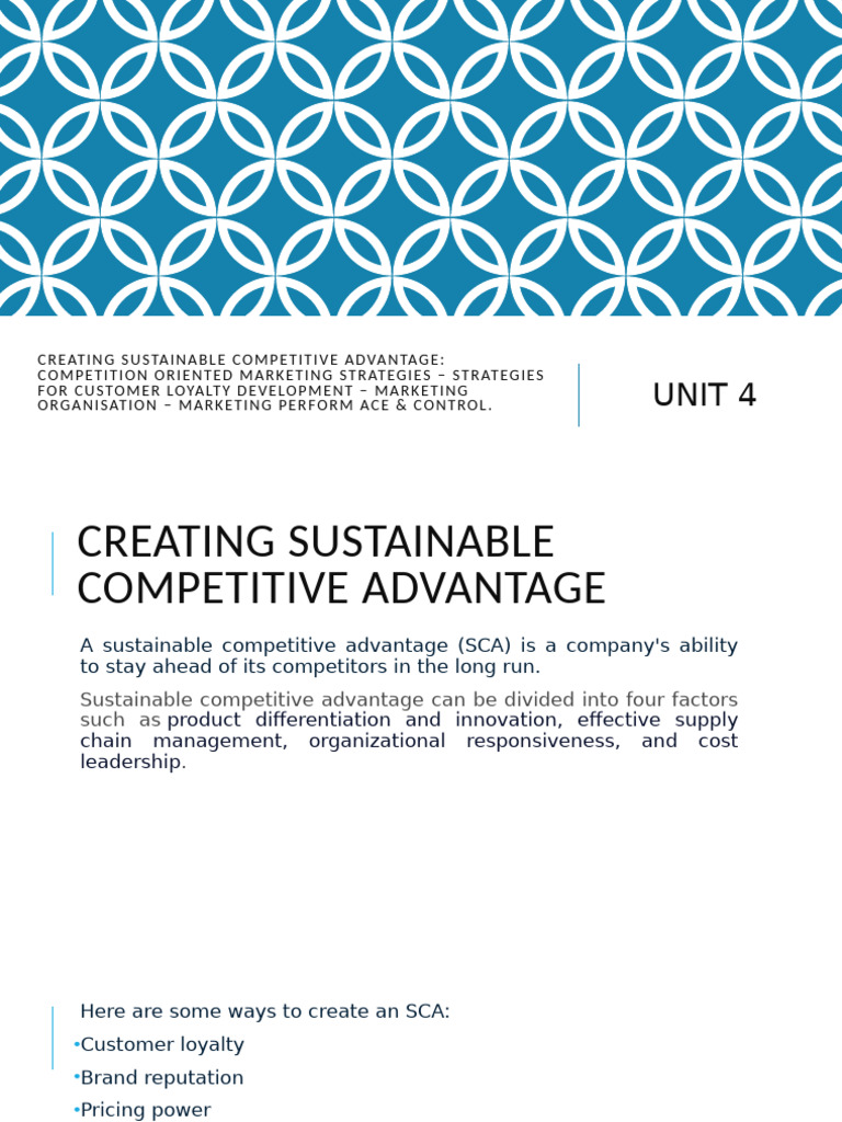 Unit 4-Creating Sustainable Competitive Advantage | PDF | Marketing ...