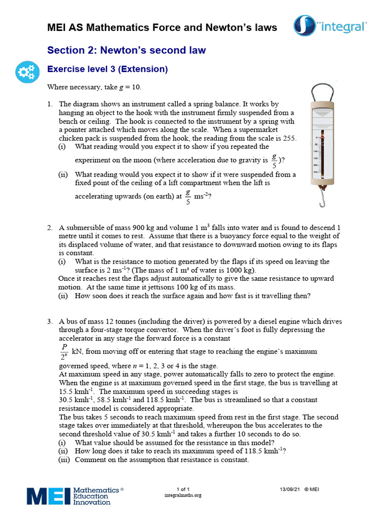 Newton's Laws: Exercises on Forces | PDF | Mass | Force