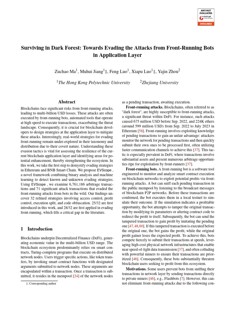 Evading Front-Running Bots in Blockchain | PDF