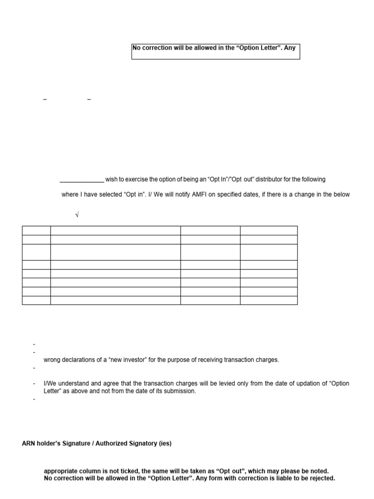 Transaction Charges Option Letter Template | PDF | Financial Economics ...