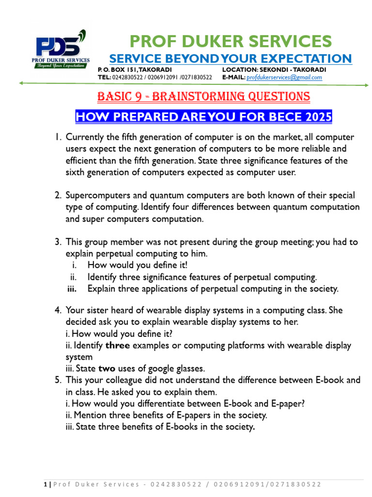 Basic 9 Computing Questions Guide | PDF | Microsoft Excel | Computer ...