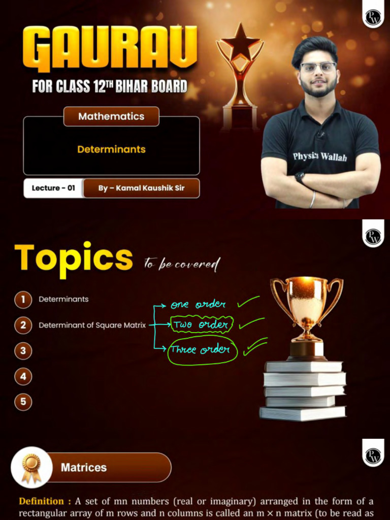 Determinants 01 - Class Notes | PDF