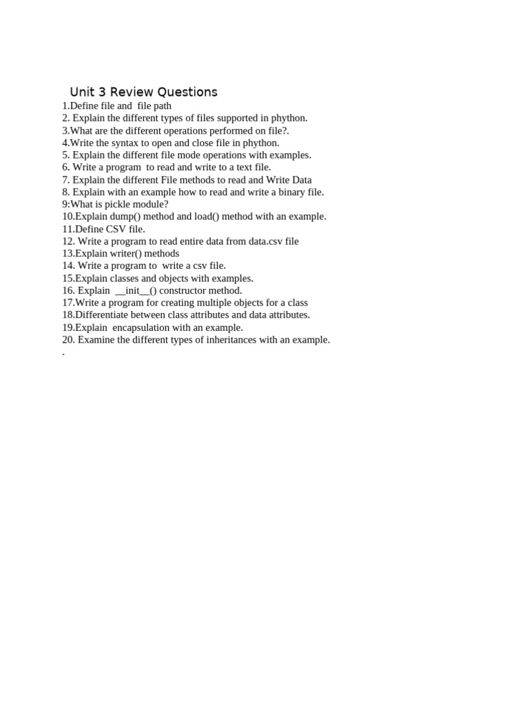 Unit 3 Review Questions | PDF