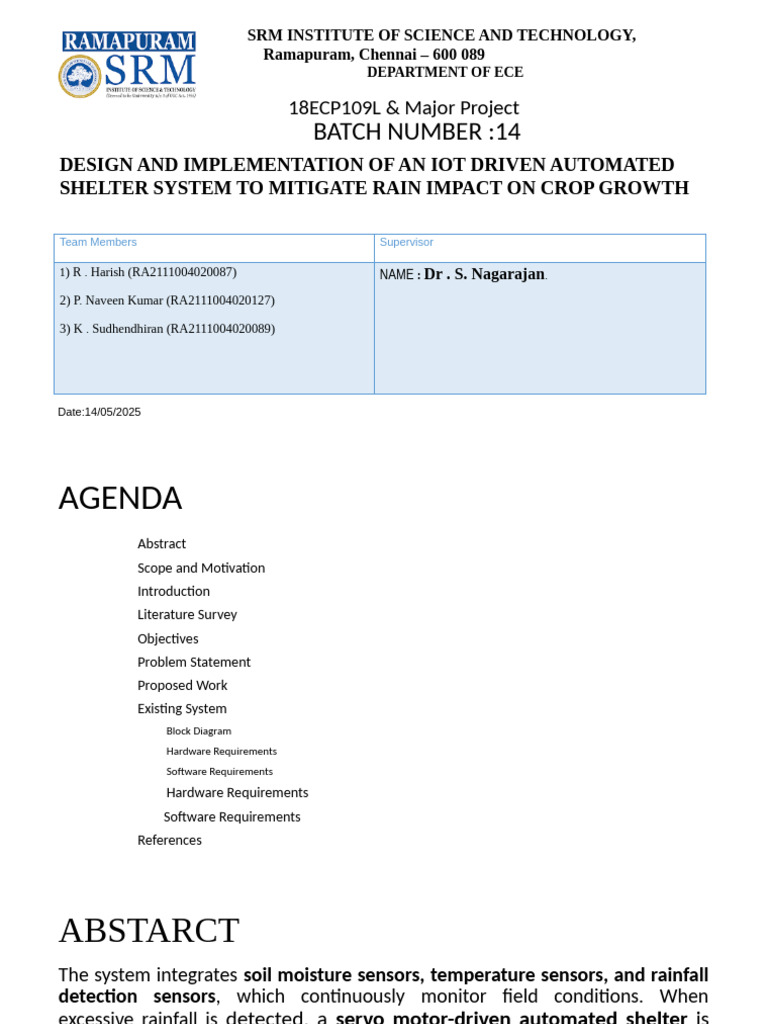 IoT-Based Rain Mitigation for Crops | PDF | Internet Of Things | Automation
