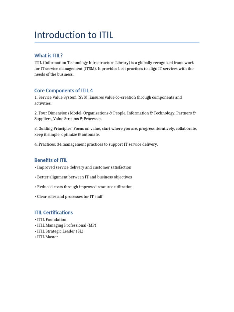 Simple ITIL Overview3459 | PDF