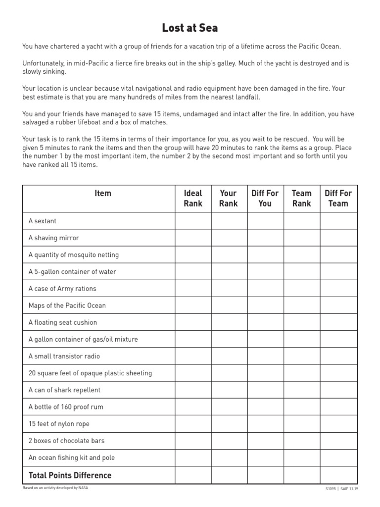 S 1095 Lost At Sea Activity Sheet Pdf Sea