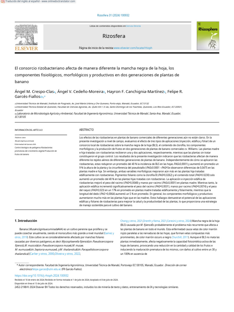 Crespo-Clas Et Al. 2024. Rhizobacterial Consortium Differently - En.es ...