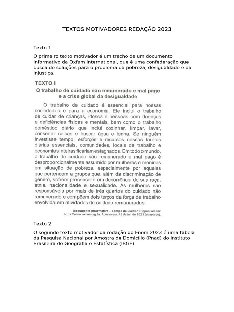 Textos Motivadores para Redação ENEM 2023 | PDF