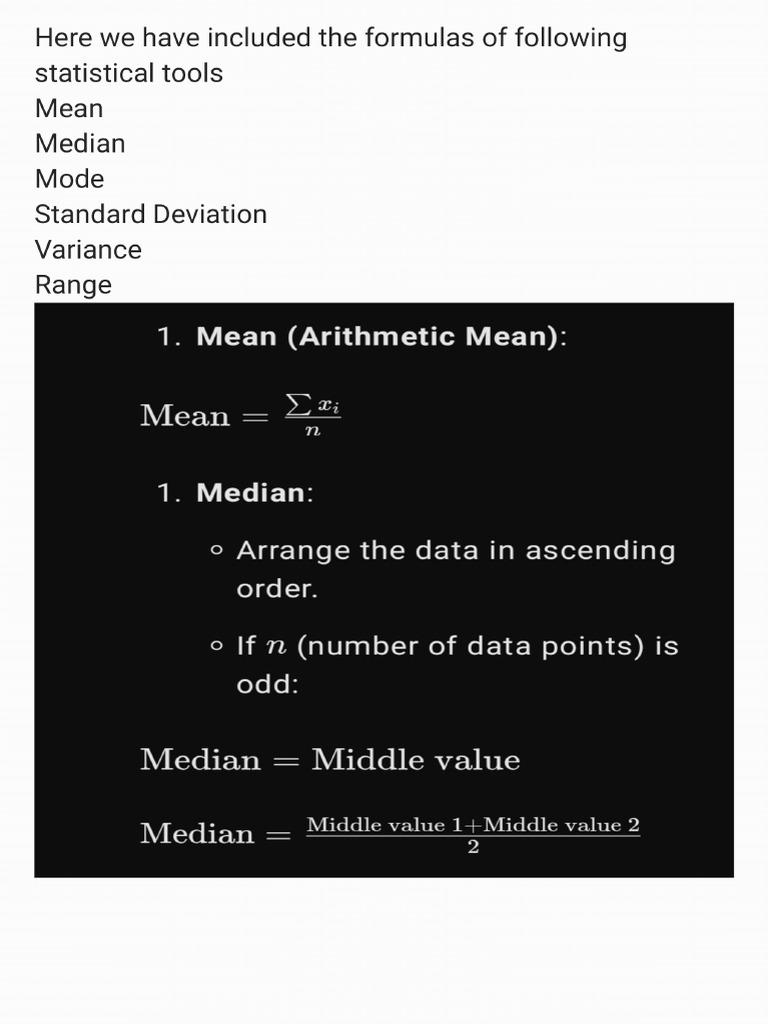 Basic Formulas Statistics Pdf