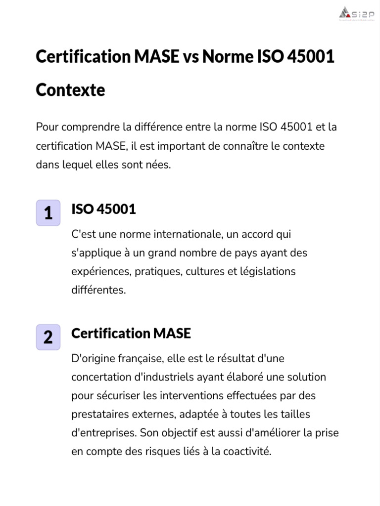 MASE vs ISO 45001 : Choix de Certification | PDF | Audit | Business