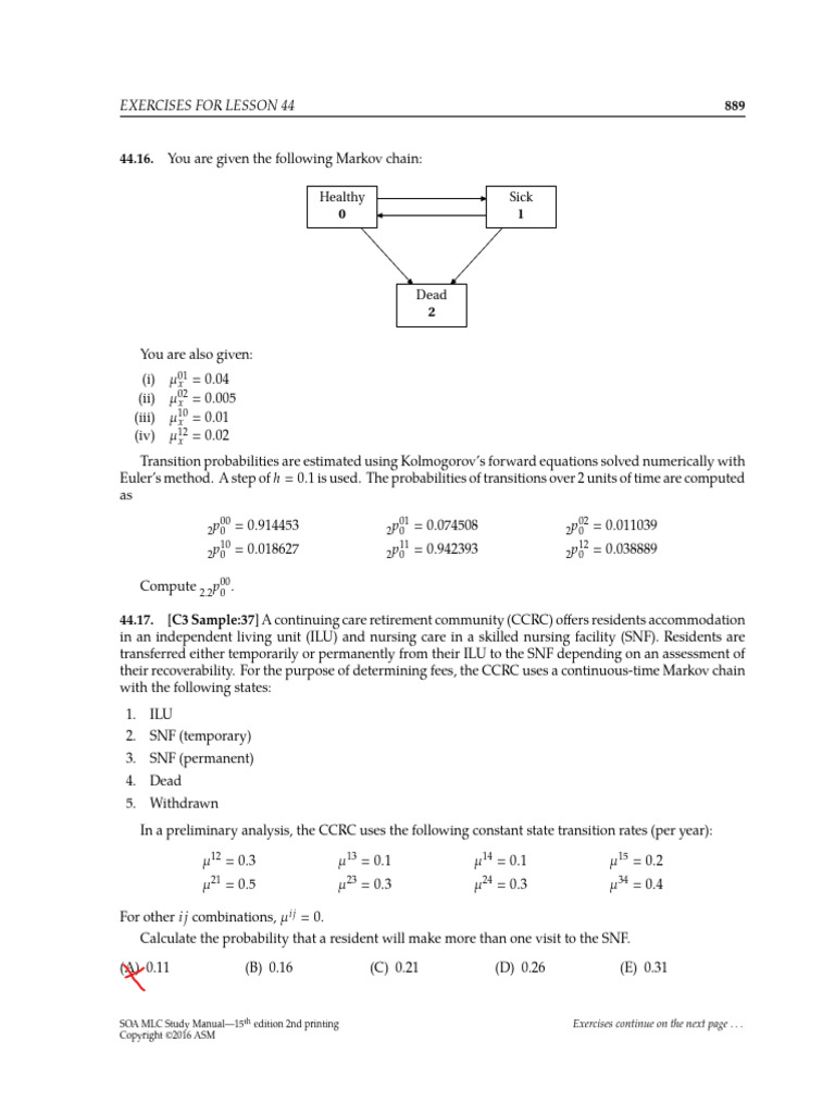 Markov Chain Exercises for Health States | PDF | Markov Chain | Applied ...