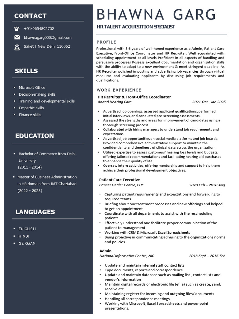 HR Talent Acquisition Specialist Resume | PDF | Recruitment | Business