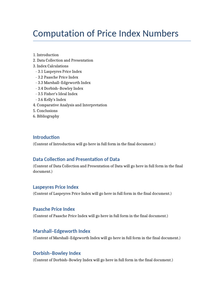 Price Index Numbers Project | PDF