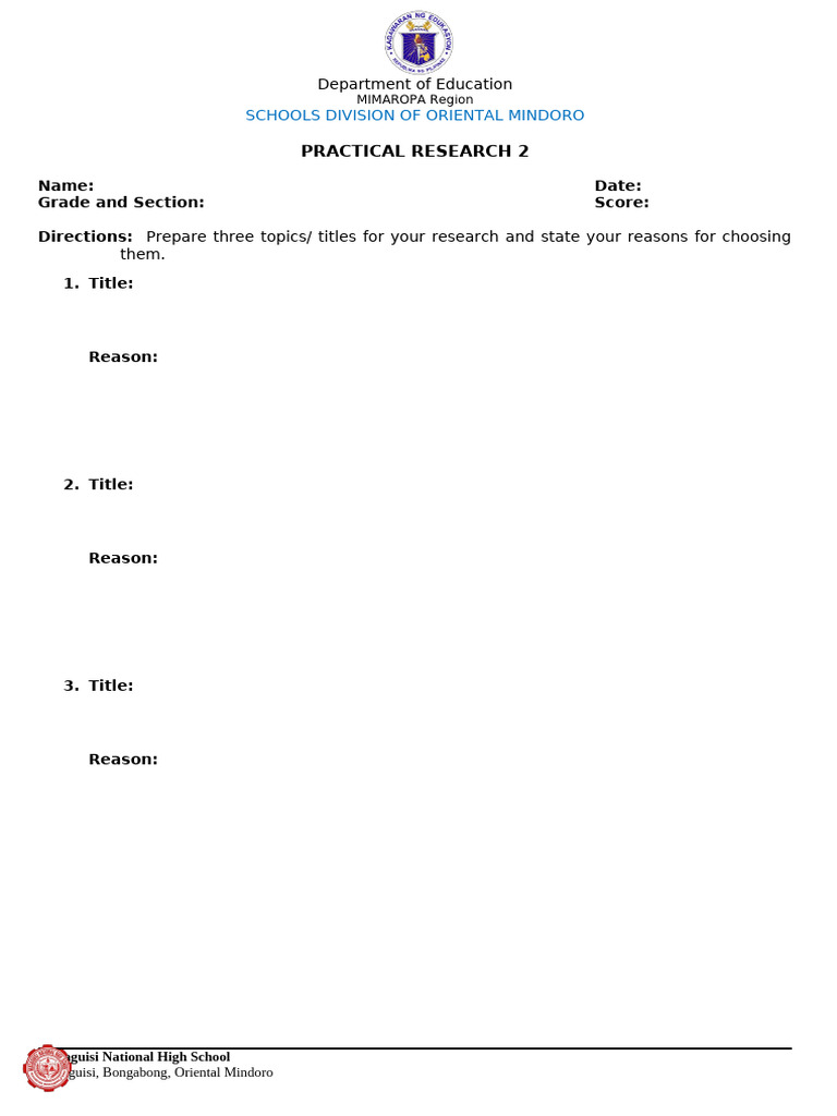Practical Research Topics for Students | PDF
