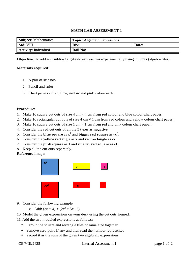 1721357249941.MLA - Algebraic Expressionsgg | PDF | Subtraction ...