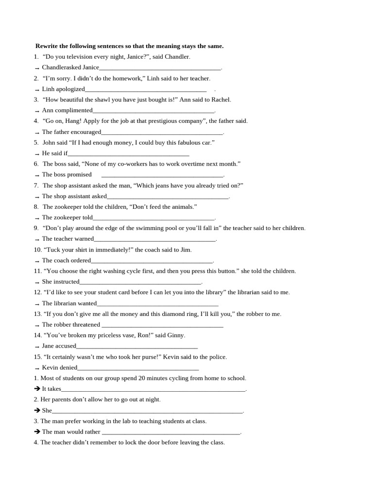 Sentence Rewriting Exercises for Clarity | PDF