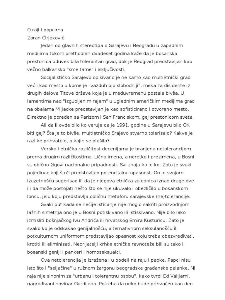O Raji I Papcima | PDF