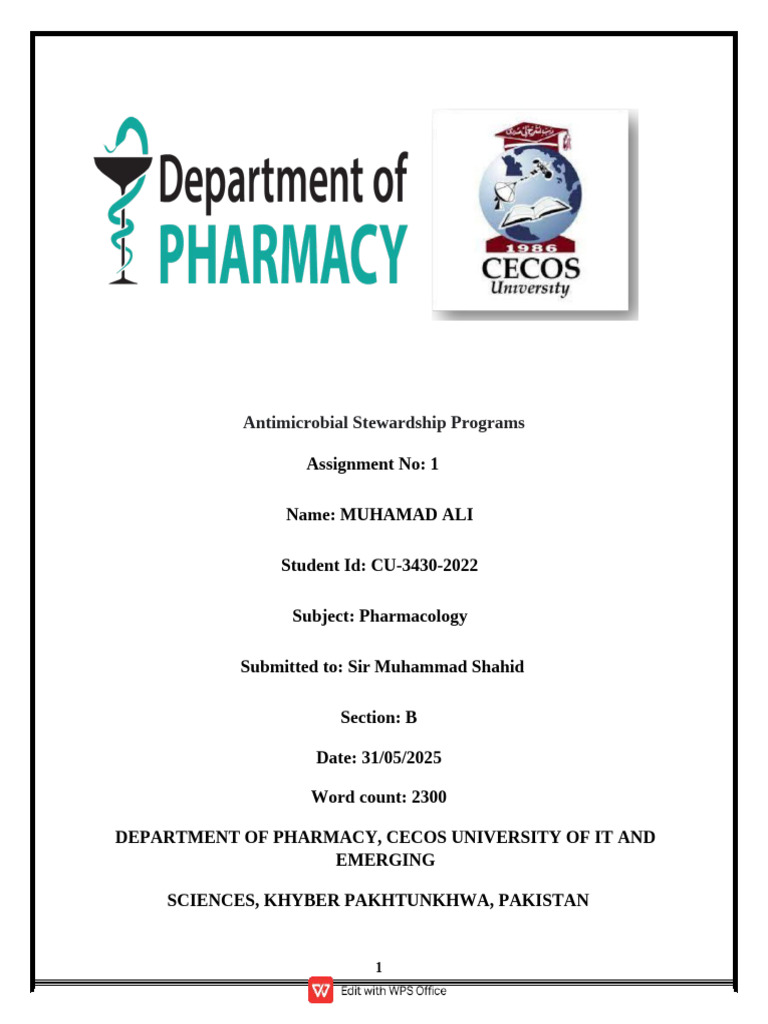 Assig 1 Pharmacology M.ali | PDF | Antimicrobial Resistance | Health Care